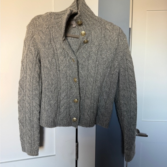 J. Crew Gray Cable Knit Cardigan - Picture 2 of 3